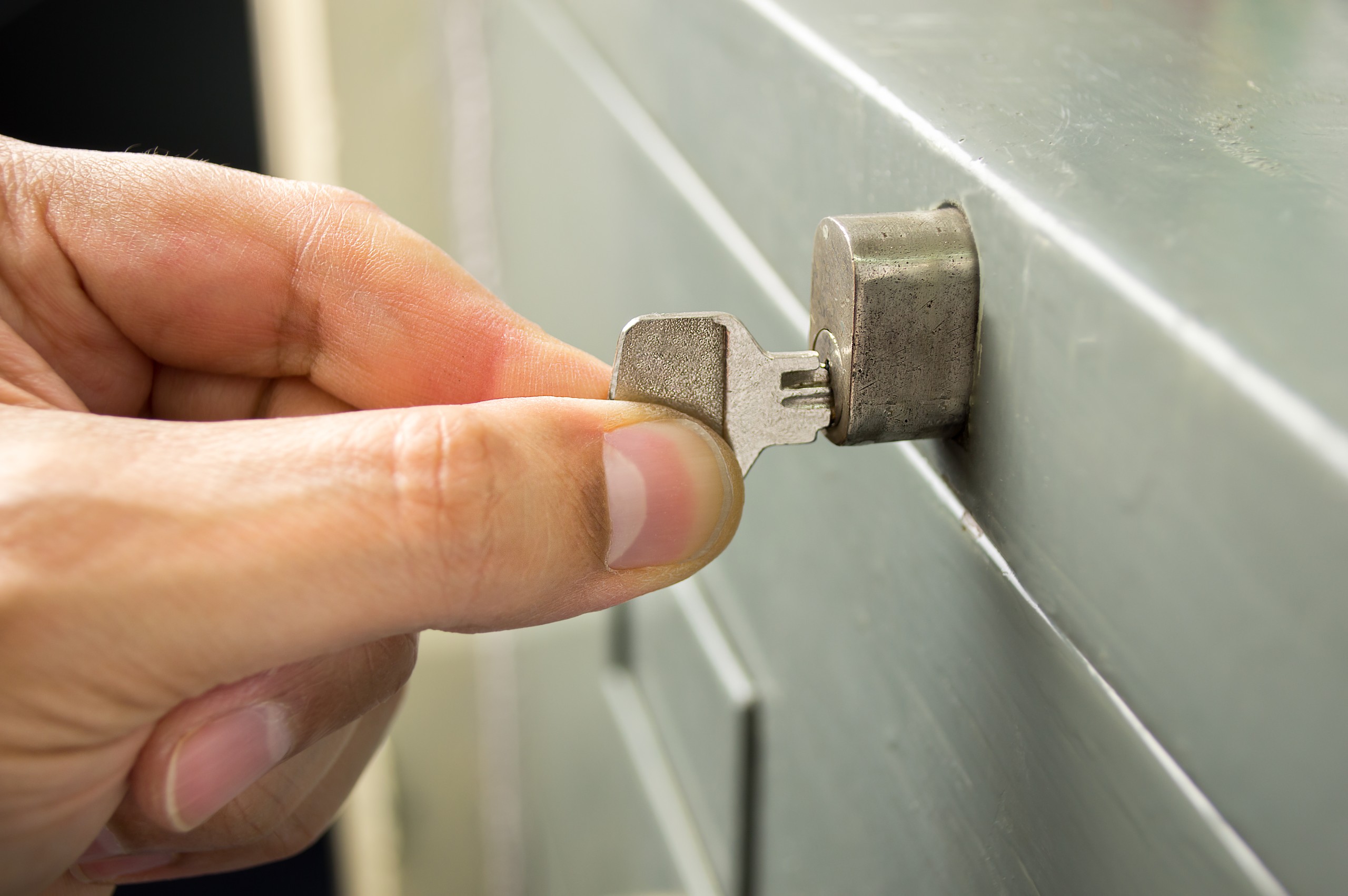 Locked filing cabinet